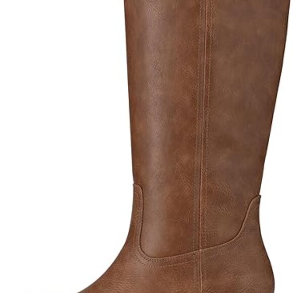 Athlefit Women's Knee High Square Toe Wide Calf Chunky Boots - Picture 6 of 6